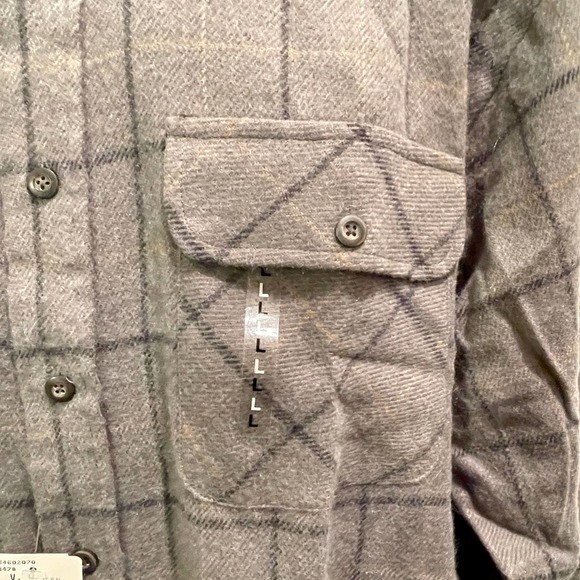 Van Heusen Long Sleeve Shirt Plaid Gray Mens Large Flannel New w Tags 572 S1275 - Picture 3 of 7